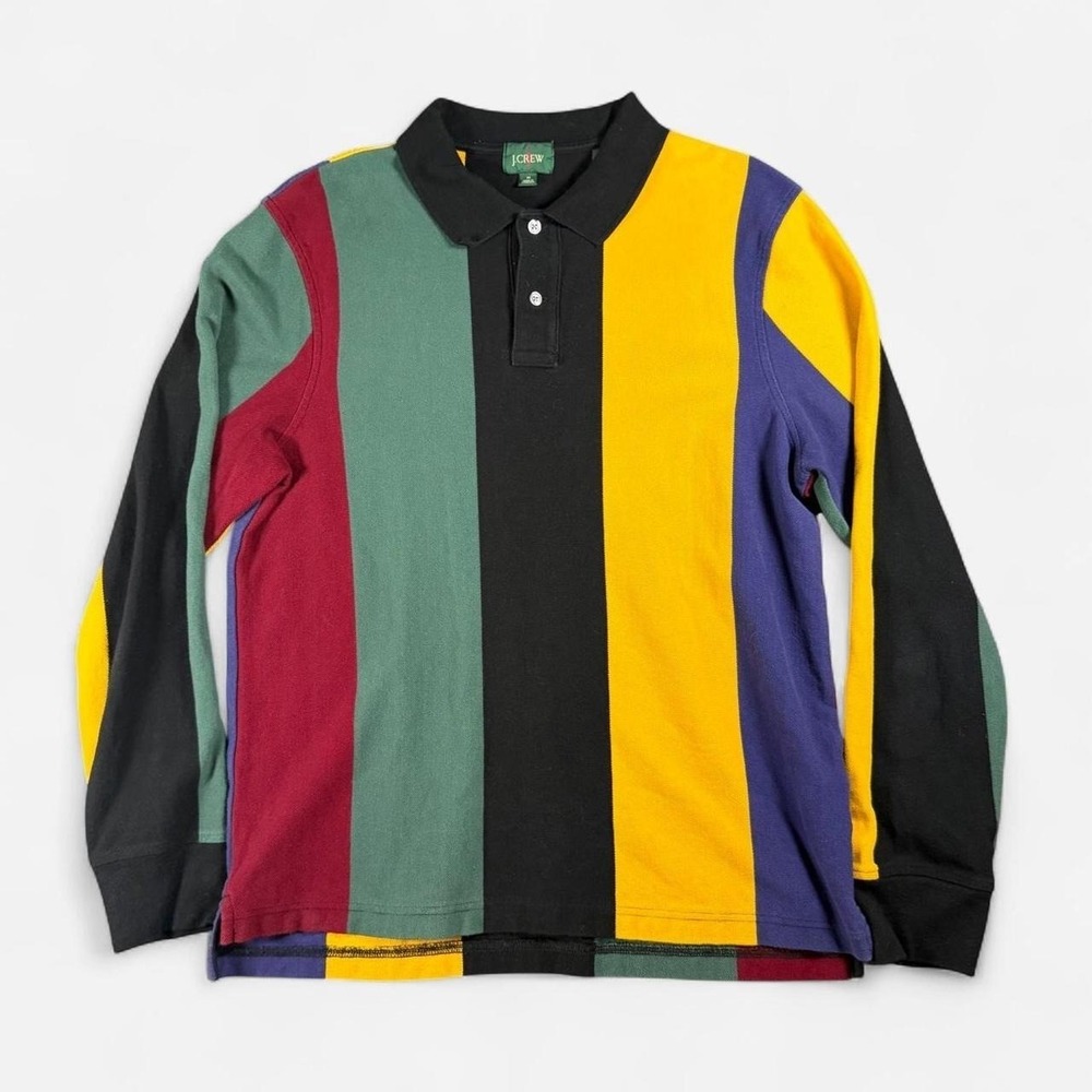 Vintage J Crew Oarsman Colorblock Rugby Shirt Multi Color Size M